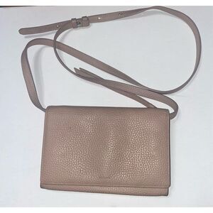 All Saints Womens Beige Classic Leather Strap Wallet Purse Crossbody Bag